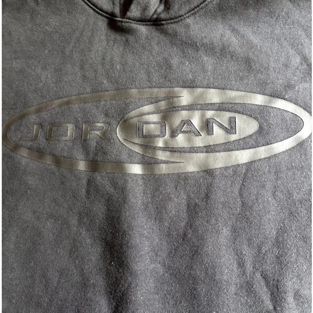 Air JORDAN Essentials Black Graphic Logo Pullover Hoodie‎ Sweatshirt Sz S Nike